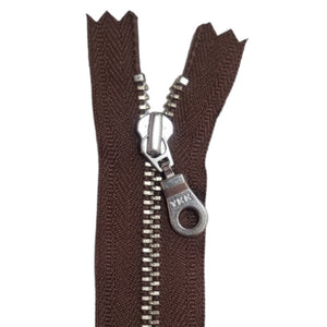YKK Metal Zip Brown with Silver Donut Pull #4.5 - Colour 568