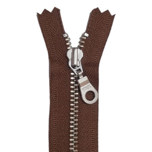 YKK Metal Zip Chestnut Brown with Silver Donut Pull #4.5 - Colour 033