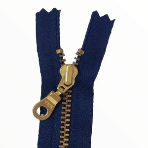 YKK Metal Zip Navy with Gold Donut Pull - Colour 919