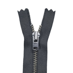 YKK Metal Zip Grey with Silver Regular Pull # 4.5 Colour 860