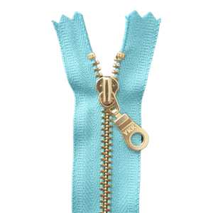YKK Metal Zip Ocean Blue with Gold Donut Pull - Colour 905