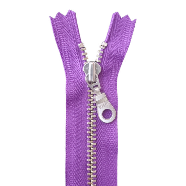 YKK Metal Zip Purple with Silver Donut Pull #4.5 - Colour 303