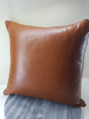 Brown Leather Cushion 45cm