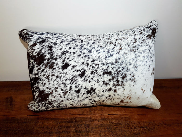Jenny Custom Order - Black, White and Brown Cow Hide Leather Cushion 50cm x 35cm
