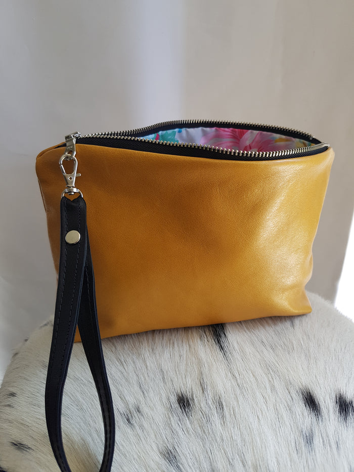Mustard Yellow Leather Clutch