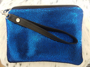 Sparkling Blue Leather Mini Clutch