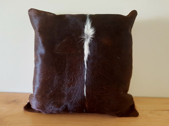 Chocolate Brown and White Cowhide Cushion 45cm