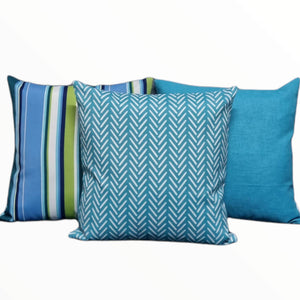 Aqua Herringbone Outdoor Cushion Cover