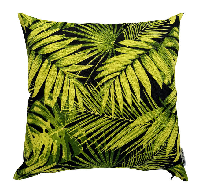 Black Tropical Palm Outdoor Cushion Cover