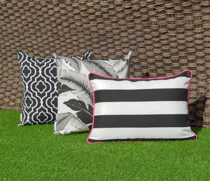 Black and White Horizontal Striped Outdoor Cushion Cover