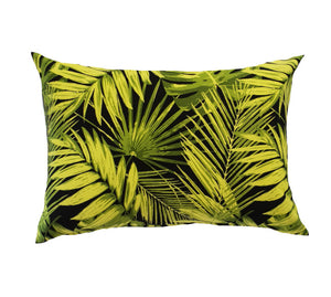 Black Tropical Palm Lumbar Outdoor Cushion Cover