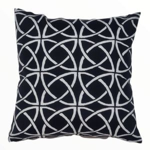 Black and White Geometric Circles Outdoor Cushion