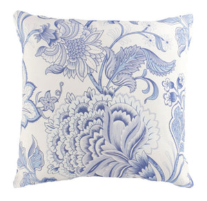 Blue and White Jacobean Flower Hamptons Style Indoor Cushion Cover