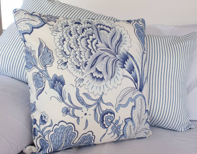 Blue and White Jacobean Indoor Cushion Cover