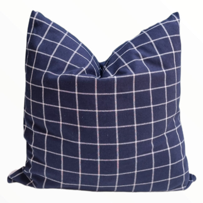 Blue Farmhouse Check Indoor Cushion Cover