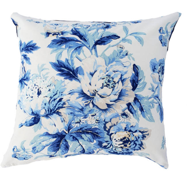 Blue Hamptons Style Floral Bluejay Indoor Cushion Cover
