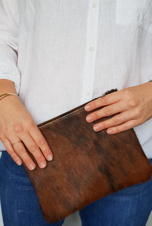 Brindle Cowhide Clutch