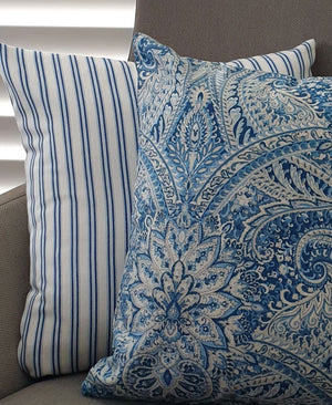 Catalina Blue Stripe and Blue Damask Cushions