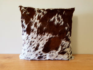 Dark Brown and White Cowhide Cushion 45cm