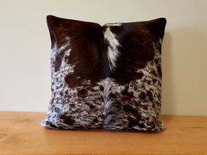 Dark Brown and White Cowhide Cushion 45cm