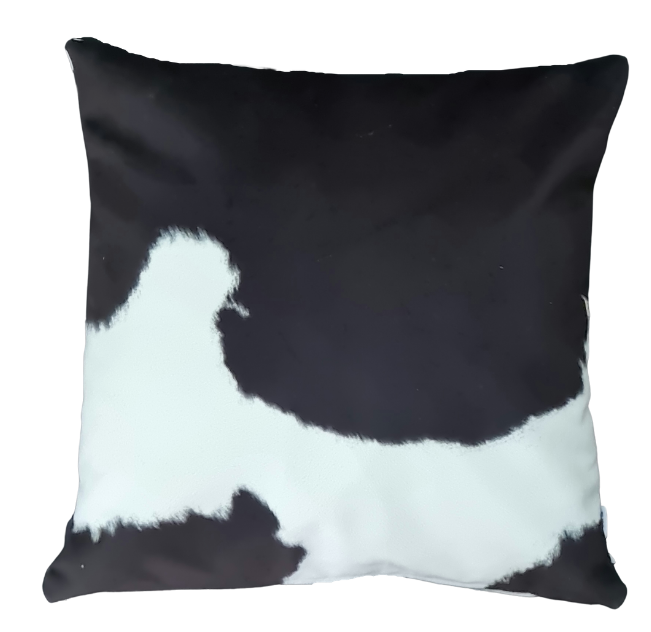 "FAUX" Black and White Cowhide Cushion Cover