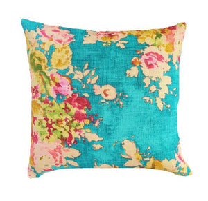 Floral Teal and Fuchsia Indoor Cushion Cover