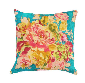 Floral Teal and Fuchsia Indoor Cushion Cover