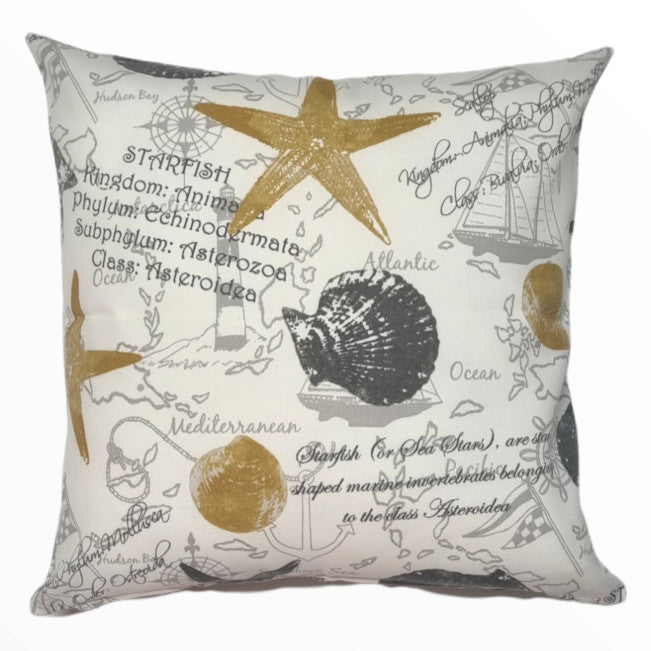 Gold Seashells Outdoor Cushion Cover