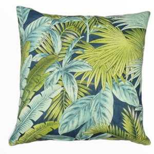 Green Denim Palms Indoor Cushion Cover