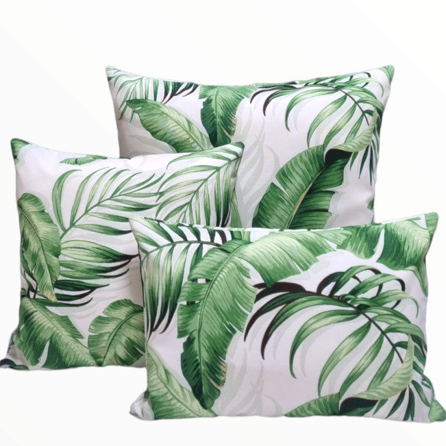 Green Tropical Palm Leaves Outdoor Cushion Cover