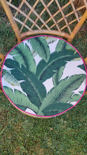 Green Tropical Palm Round Chair Pad