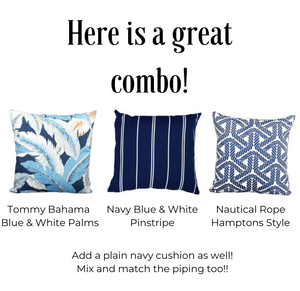 Tommy Bahama Blue and White Palms Outdoor Cushion Cover