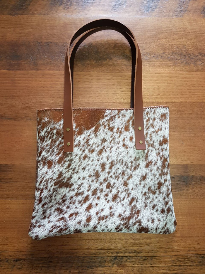 Brown and White Cowhide Leather Bag