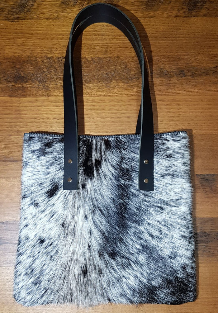 Unique Black and White Cow Hide Leather Bag