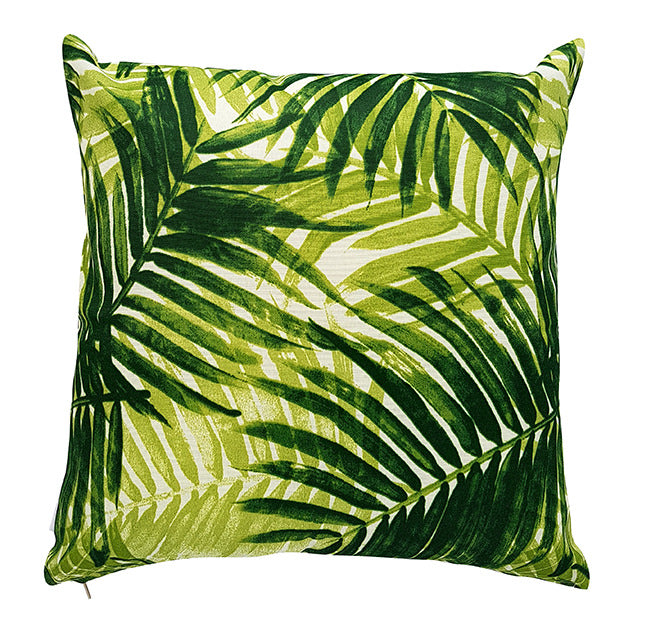 Jade Green Palm Leaves Outdoor Cushion Cover
