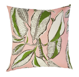 Tropical Jungle Leaves Pink Indoor/Outdoor Cushion Cover