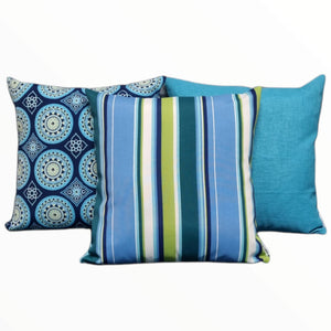Lime Green Blue Stripe Outdoor Cushion Cover