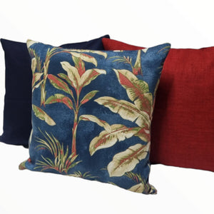 Navy and Red Palms Cushion Collection