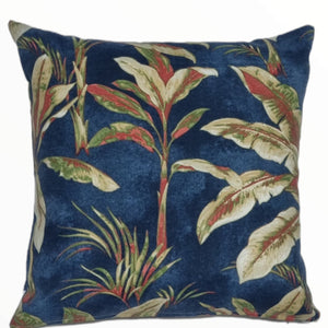Navy and Red Palms Outdoor Cushion