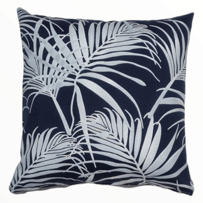 Navy and White Palms Outdoor Cushion Cover