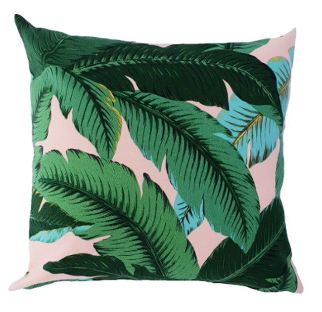 Green and Pink Palms Outdoor Cushion Cover