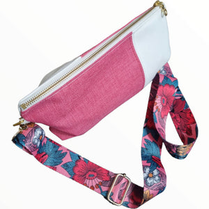 Pink and White Cross Body Bag