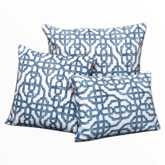 Seaside Blue Hamptons Geometric Indoor Cushion Cover