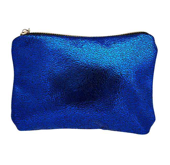 Sparkling Blue Leather Mini Clutch