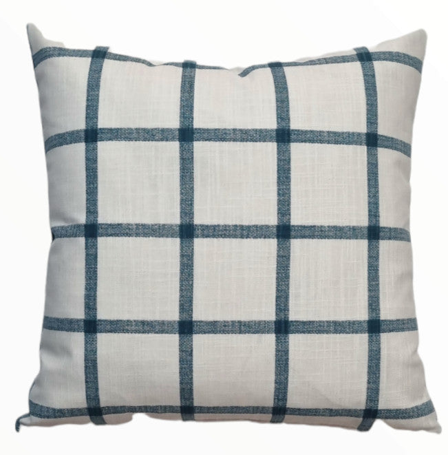 Teal Farmhouse Check Indoor Cushion Cover