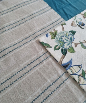 Textured Aqua and Beige Stripe Indoor Cushion Cover