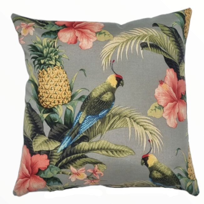 Tropical Bird and Pineapple Tangelo Outdoor Cushion Cover