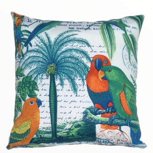 Tropical Blue Parrots Outdoor Cushion Cover