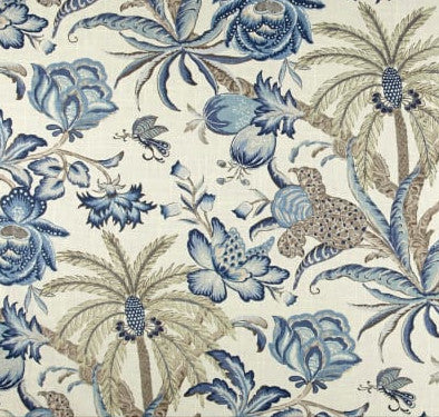 Waverly Exotic Curiosity Porcelain Linen Fabric per meter