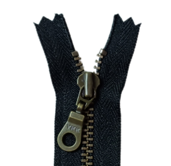 YKK Metal Zip Black with Bronze Donut Pull #4.5 - Colour 580